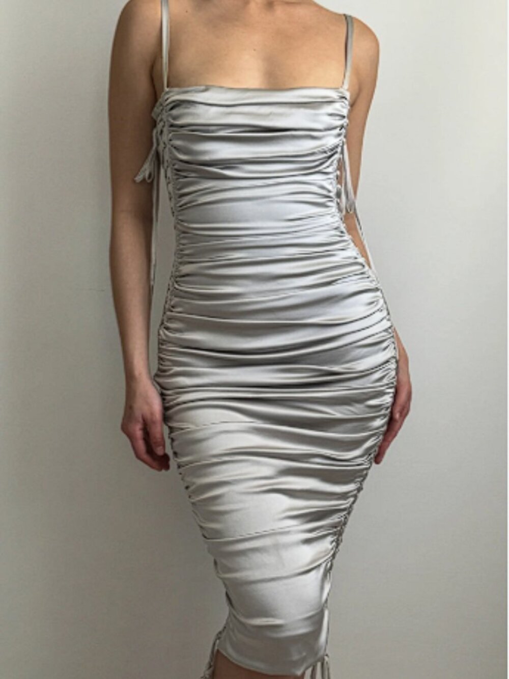 2003 D&G Silver Lace-up Bodycon Dress